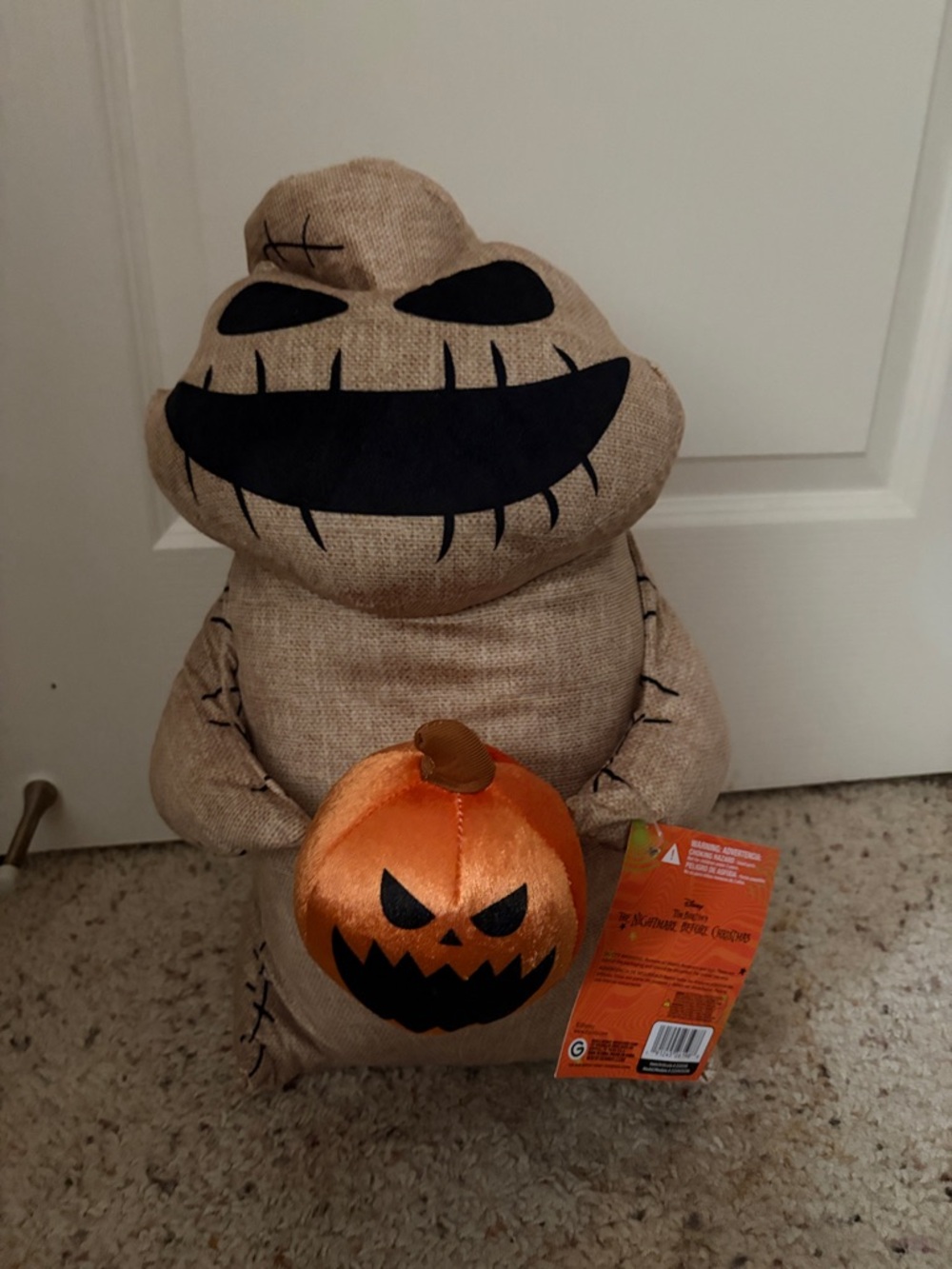 Disney Beige Oogie Boogie Plush with Orange Pumpkin